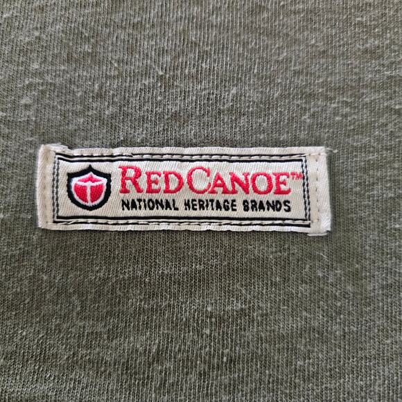 RED CANOE T-Shirt Made in USA Olive Green Short Sleeve Aviation Men's XXL 2XL - Picture 6 of 7